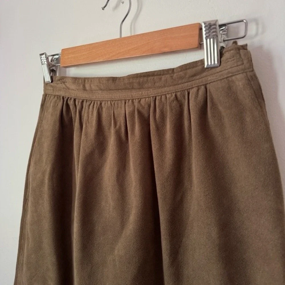 VTG Ultrasuede Faux Suede Midi Skirt Brown Sz 8 Cottage Boho Festival Stagecoach